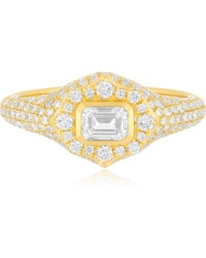 EF Collection Daphne Emerald Cut Pavé Diamond Ring - Metallic