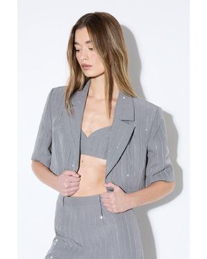 MissPap Premium Embellished Cropped Blazer - Gray