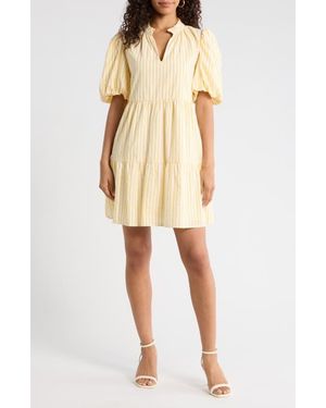 Sugarlips Audry Stripe Jacey Babydoll Minidress - Yellow