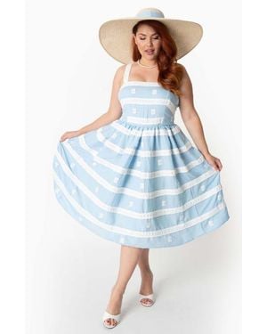 Unique Vintage Plus Size 1960S Swing Sundress - Blue