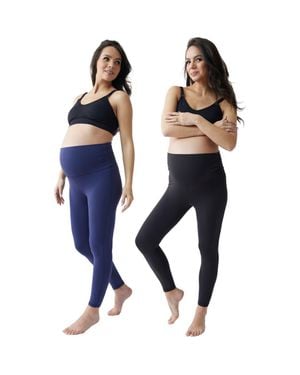Ingrid & Isabel Maternity Foldover Legging Bundle - Blue