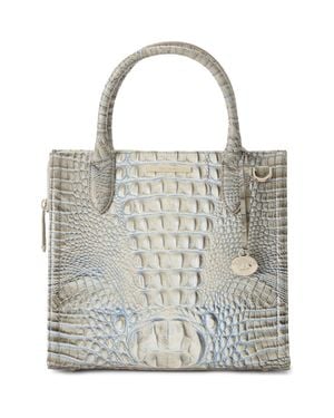 Brahmin Caroline Croc Embossed Leather Satchel - Metallic