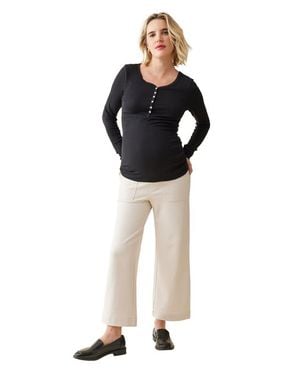 Ingrid & Isabel Wide Leg Ankle Maternity Pant - Black
