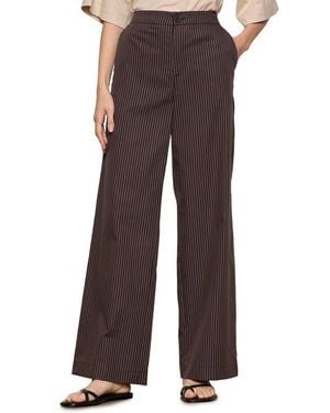 Sanctuary Eloise Pinstripe Wide Leg Pants - Brown
