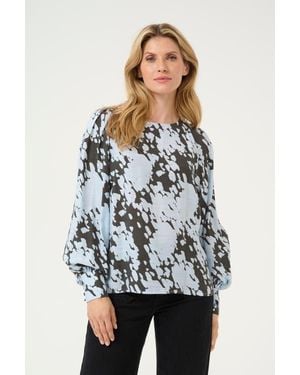 Kaffe Kalouise Long Sleeve Round Neck Blouse - White