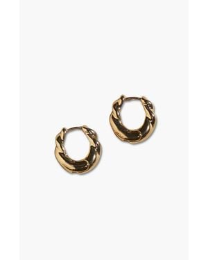 Nickel & Suede Wide Twist Hoop Earrings - Metallic