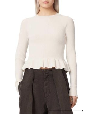 AllSaints Jas Rib Knit Peplum Sweater - White