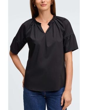 Foxcroft Vicky Stretch Cotton Blend Poplin Top - Black