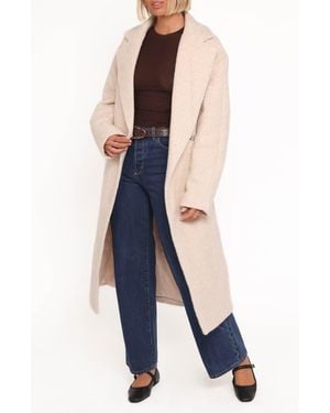 Petal & Pup Goodie Belted Faux Shearling Longline Coat - Blue