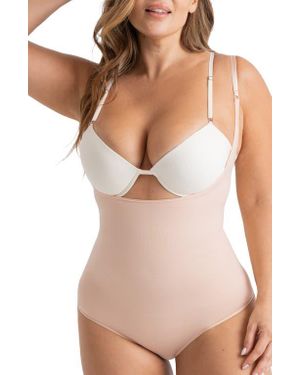 Shapermint Essentials Open Bust Shaper Bodysuit - Pink