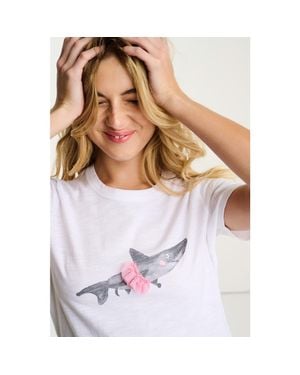Lisa Todd Jaw Dropping Shark Tee - White