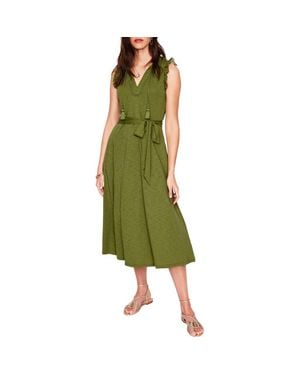 Boden Aria Embroidered Eyelet Trim Cotton Blend Midi Dress - Green