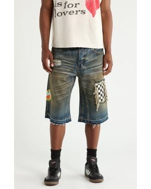 DIET STARTS MONDAY Venice Distressed Denim Shorts - Blue