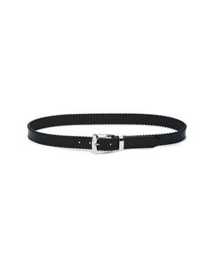 KHAITE Benny Whipstitch Leather Belt - Black