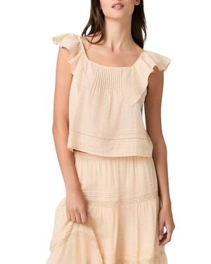 PAIGE Oaks Pintuck Ruffle Top - Natural