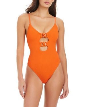 Sanctuary Keyhole Chain Link One-Piece Swimsuit - Orange