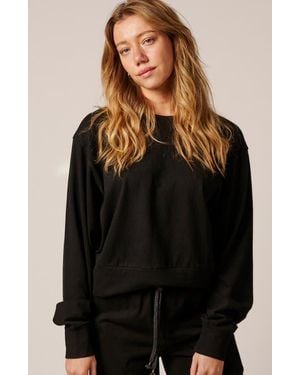 LEISURE LAB Cotton Lounge Crew - Black