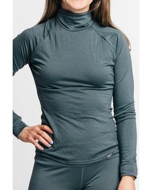Alpine Fit Merino Wool Isostatic T-Neck Top Curvy Fit - Blue