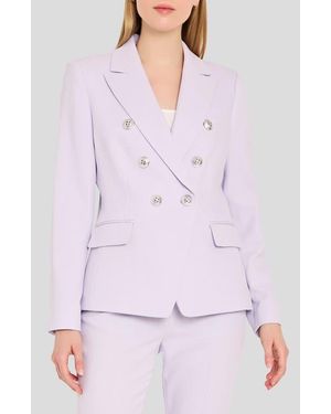 Tahari Double Breasted Twill Blazer - Purple