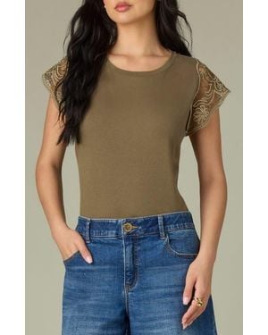 Wit & Wisdom Crochet Trim Top - Green