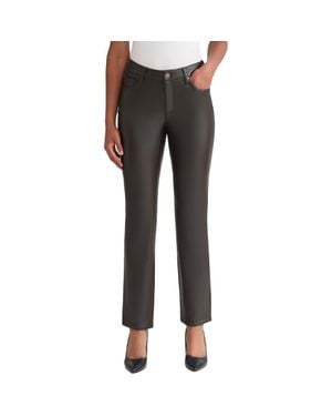 Jones New York Lexington Faux Leather Straight Leg Pants - Gray
