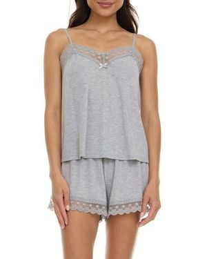 Flora Nikrooz Maven Lace Trim Jersey Short Pajamas - Gray