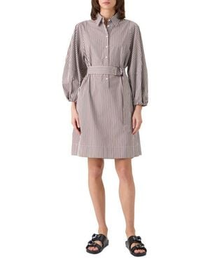Akris Punto Belted Kodak Stripe Cotton Poplin Shirtdress - Multicolor