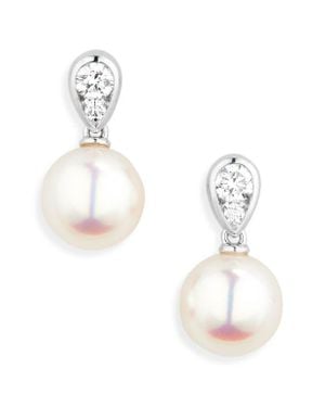 Mikimoto Morning Dew Akoya Pearl & Diamond Stud Earrings - White