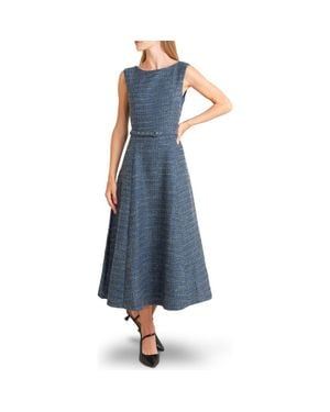 FREEMARKET Sequin Belted Tweed Midi Dress - Blue