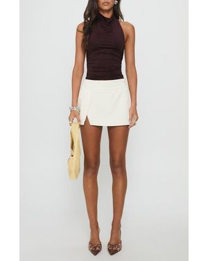 Princess Polly Off Kilter Slit Hem Miniskirt - White