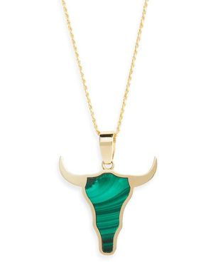 Established Mini Steer Inlay Pendant Necklace - Multicolor