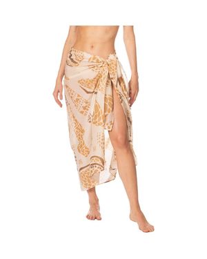Kiby's Shell Tides Loretta Shell Print Cotton Pareo Sarong - Brown