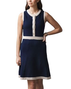 Hope & Henry Organic Sleeveless Button Front Sweater Dress - Blue