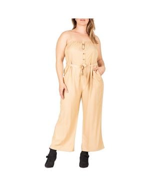 Standards & Practices Tie Waist Sleeveless Wide Leg Jumpsuit - Natural