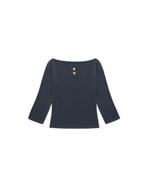 Oddli 3/4 Sleeve Boat Neck Top - Blue