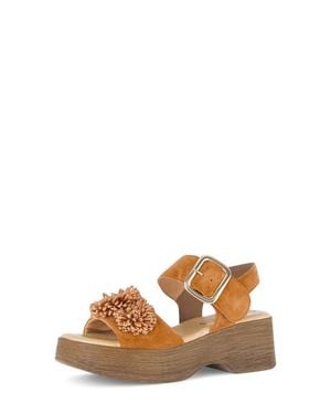 Gabor Raffia Appliqué Platform Sandal - Brown