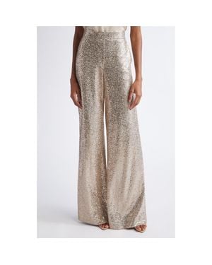 St. John Luxe Sequin Wide Leg Pants - Brown