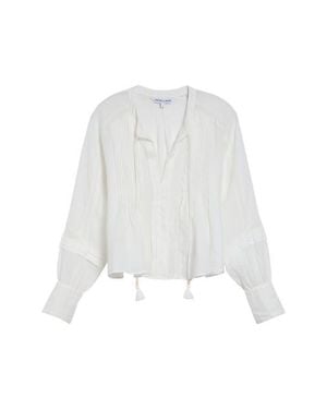 Veronica Beard Sawyer Long Sleeve Lace Trim Top - White