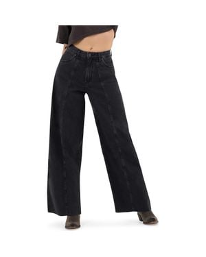 Wrangler Cowboy Raw Hem High Waist Barrel Jeans - Blue