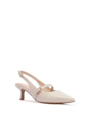 Frankie Coco Slingback Pointed Toe Kitten Heel Pump - White