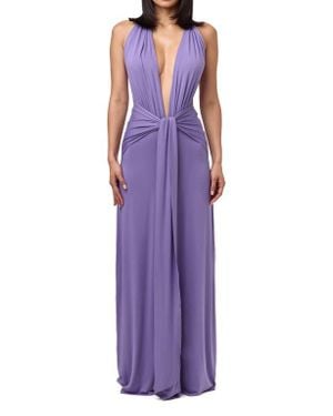 Naked Wardrobe Plunge Halter Maxi Dress - Purple
