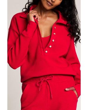 Negative Underwear Waffle Knit Pullover - Red