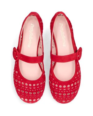 Pretty Ballerinas Suede Die Cut Mary Jane - Red