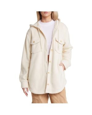Thread & Supply Hooded Fleece Shacket - White