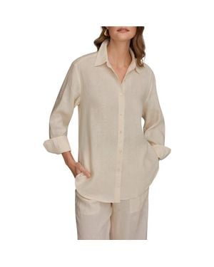 Donna Karan Linen Button-Up Shirt - Natural
