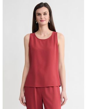 Misook Classic Crepe De Chine Tank Top - Red