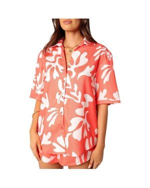 Petal & Pup Payton Short Sleeve Button-Up Shirt - Red