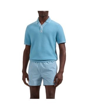 Bugatchi Waffle Stitch Polo Sweater - Blue