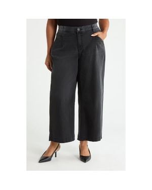 Wit & Wisdom Wyatt Skyrise V-Pocket Ankle Wide Leg Jeans - Black