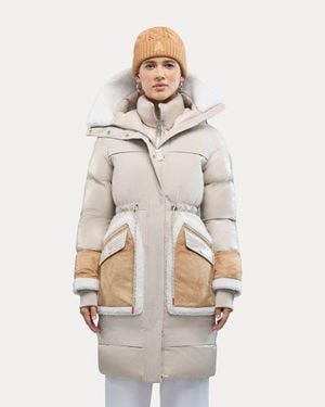 Alpenhaus Malet Puffer Parka With Mixed Media Detailing - White